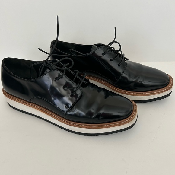 Vince Reed Black Patent Leather Platform Lace Up Oxfords size 5 - Picture 2 of 8